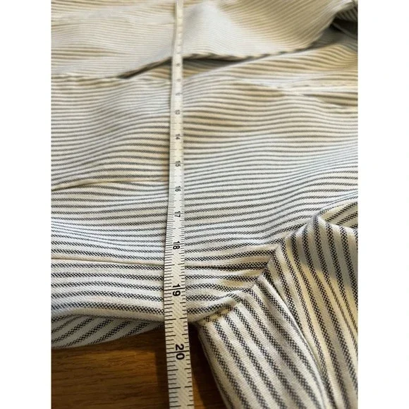 Theory White Navy Pinstripe Lanai Canvas Open Front Blazer Size 10 - Picture 7 of 8